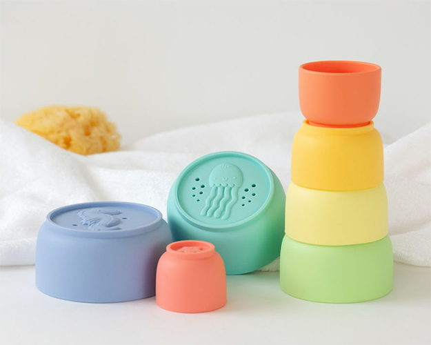 Juguete apilable de silicona 7 pza